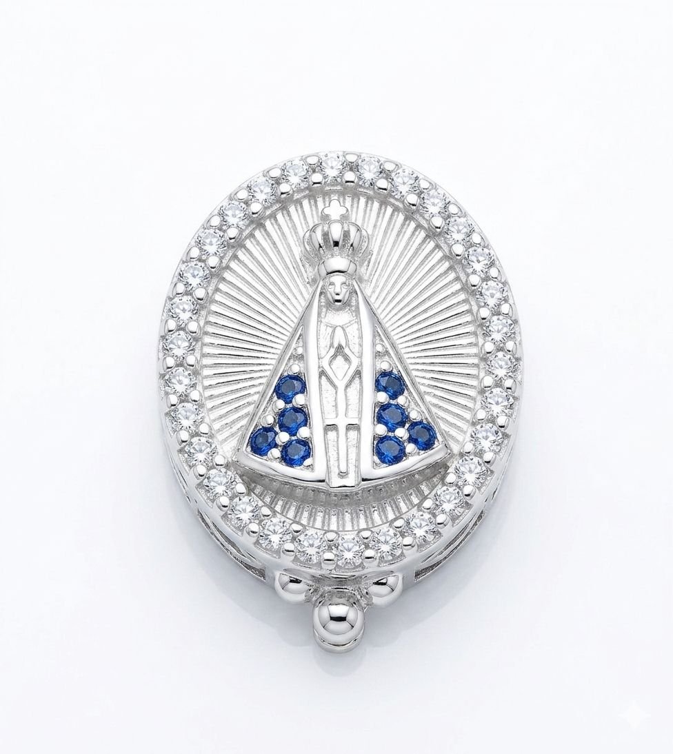 Pingente em Prata 925 Cravejado - Nossa Senhora