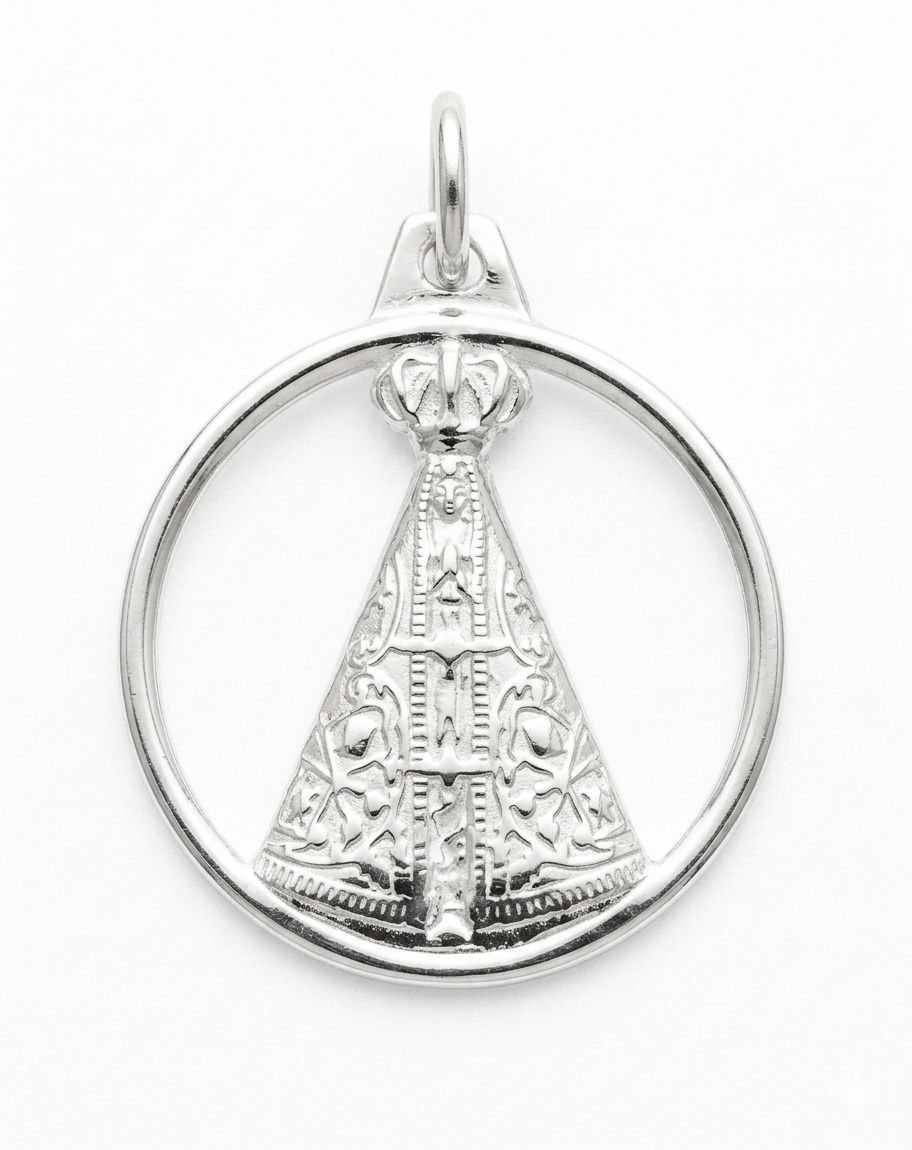 Pingente em Prata 925 Liso - Nossa Senhora Aparecida
